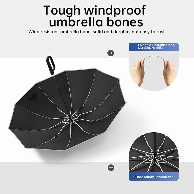 Portable Travel Umbrella, and windproof, reverse folding umbrella - Image 5