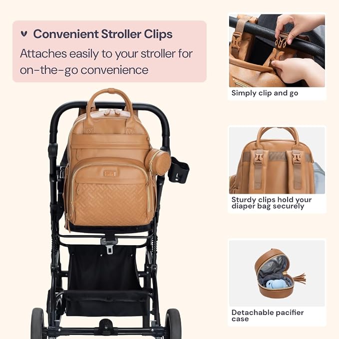 BabbleRoo Leather Diaper Bag Backpack - Image 7