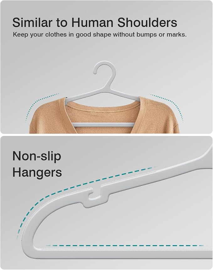 50 Pack Clothes Hangers, Non Slip Plastic Coat Hangers, Space Saving Hangers - Image 4