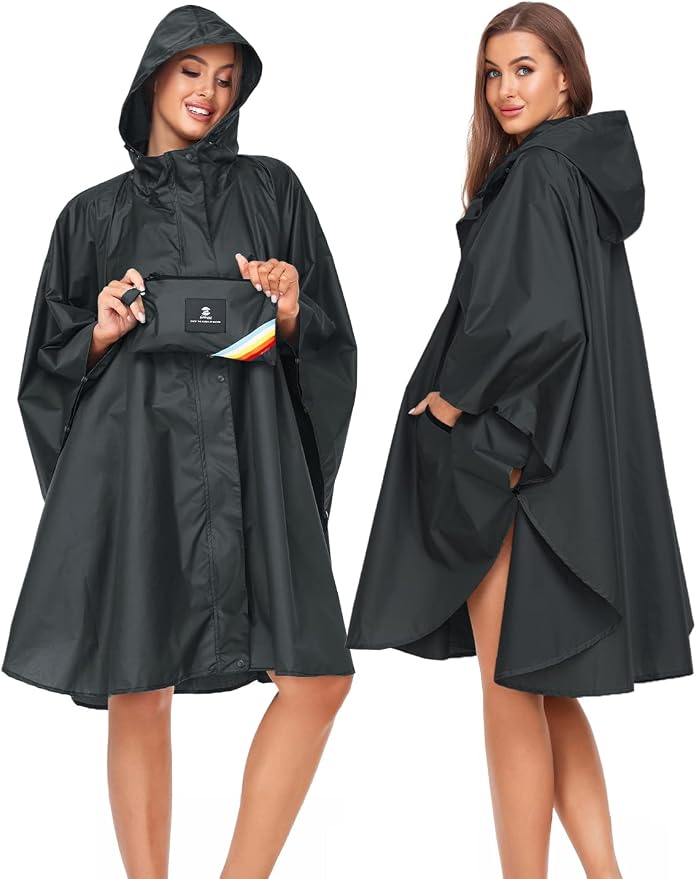 SaphiRose Unisex Rain Poncho Hooded Waterproof Raincoat - Image 2