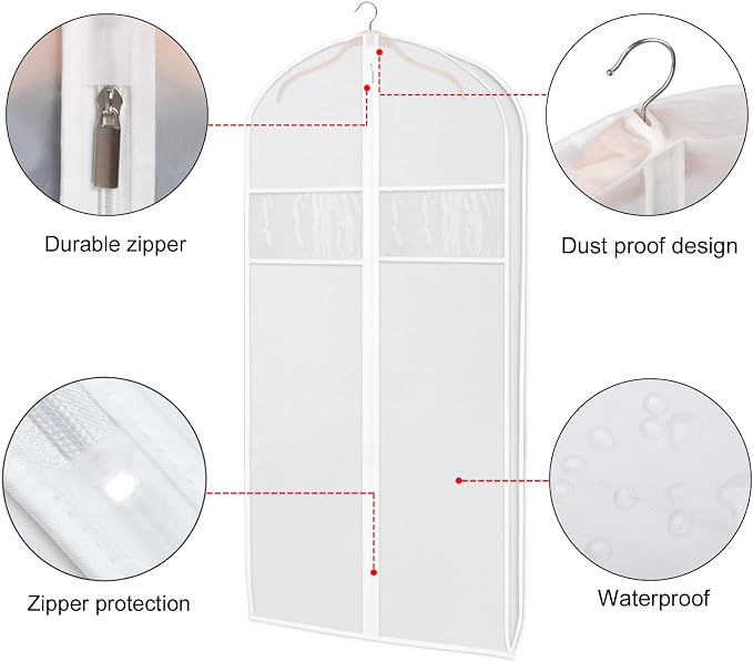 Zilink Clear Suit Coat Bags for Storage 50-inch Dress Bags for Hanging Clothes - Image 5