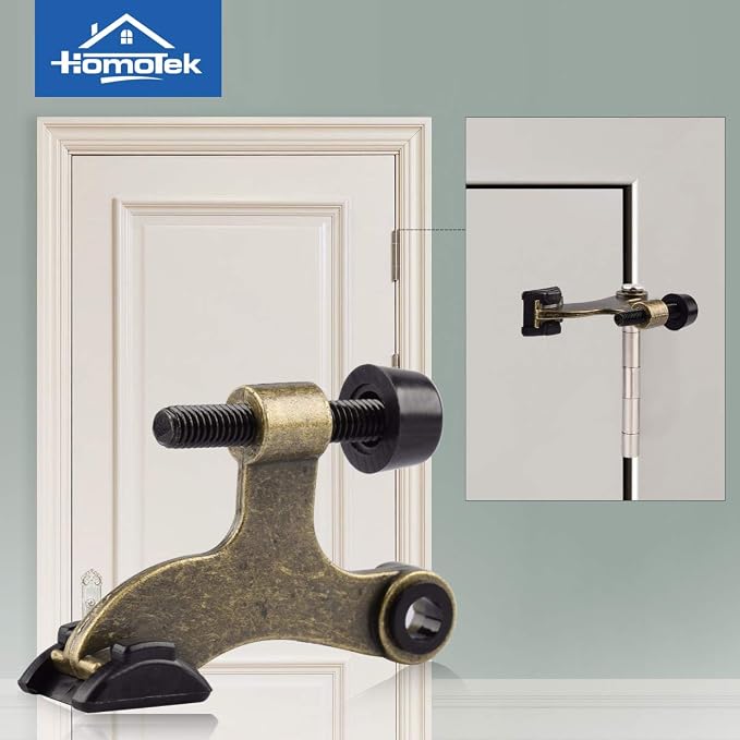 HOMOTEK 2 Pack Hinge Pin Antique Brass Door Stopper, Adjustable Deluxe Heavy - Image 6