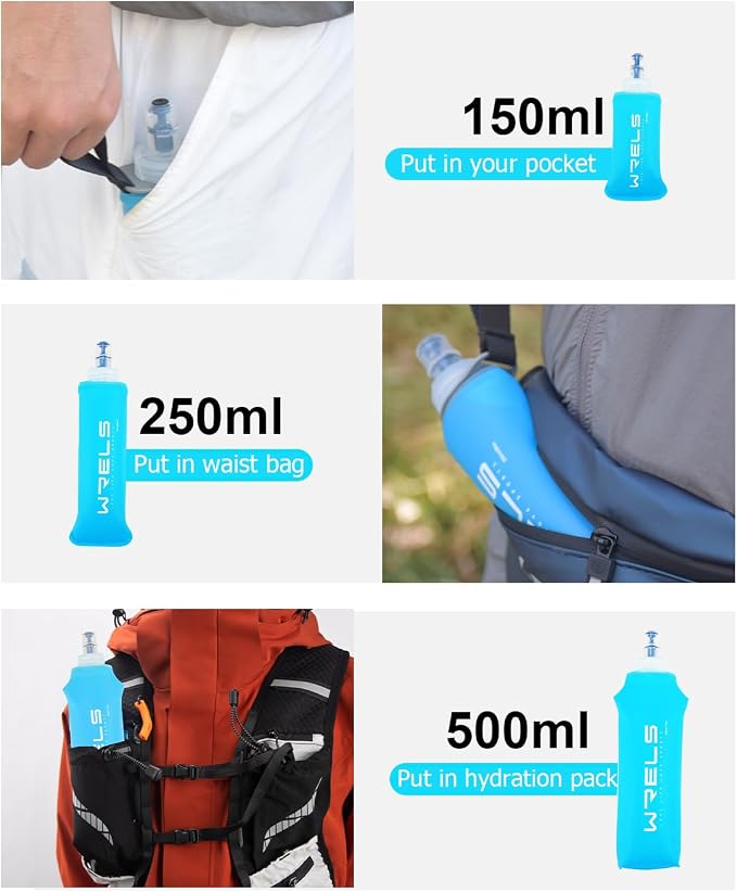 Folding Soft Flask Portable Collapsible Running Lightweight Water Bottle - Image 3