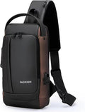 Sling Bag for Men Anti-theft USB Crossbody Shoulder Backpack Purse Waterproof by ISDULA