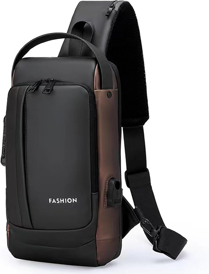 Sling Bag for Men Anti-theft USB Crossbody Shoulder Backpack Purse Waterproof by ISDULA