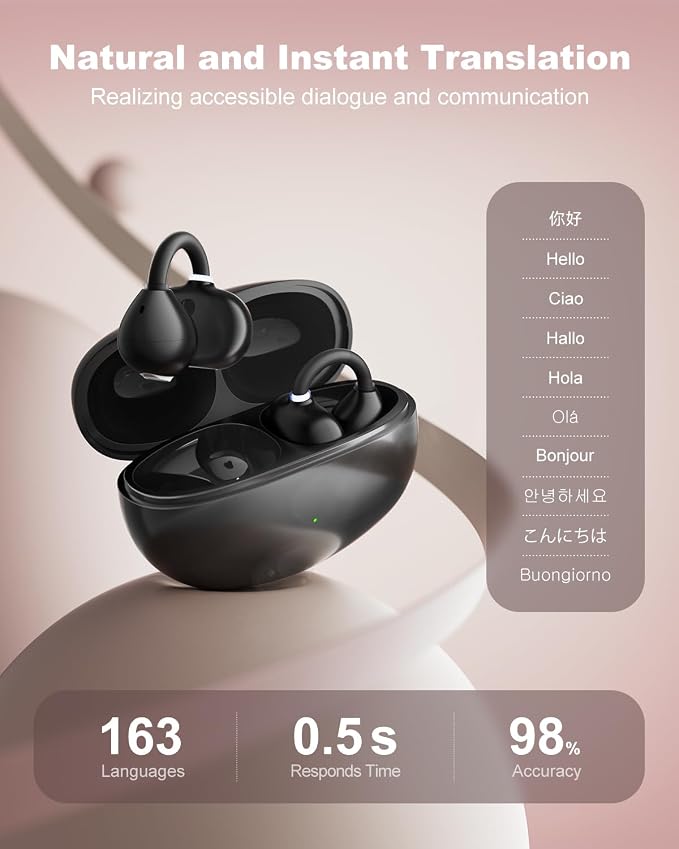 Ai Translation Earbuds Real Time, 163 Languages & Accents Translator Earbuds - Image 2