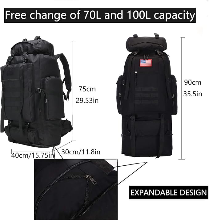 Hiking Backpack for Men 70L/100L Camping Backpack Military Rucksack Molle 3 - Image 4