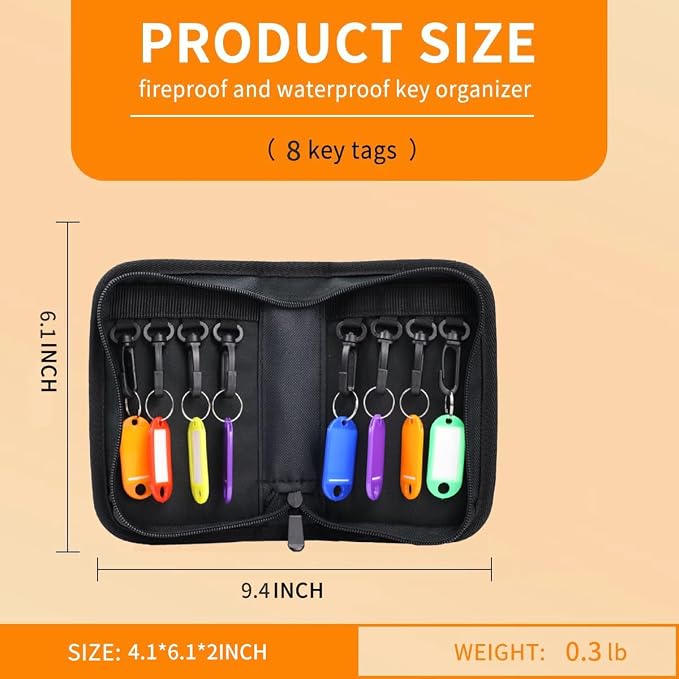 Portable Zippered Key Organizer, Fireproof Key Case - Image 2