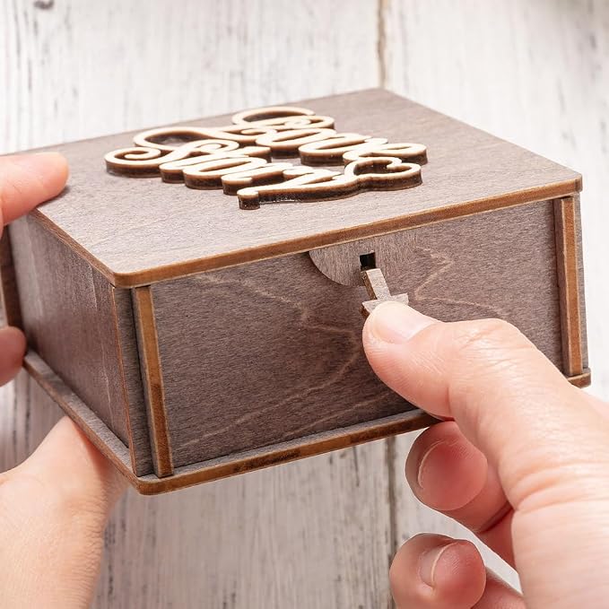 Personalized Double Ring Box – Rustic Wooden Engagement & Wedding Ring Holder - Image 2