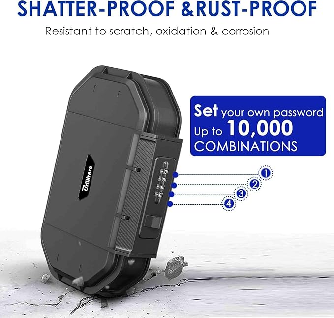 Waterproof Lock Box, Portable 4-Digit Combination Safe Boxes - Image 4