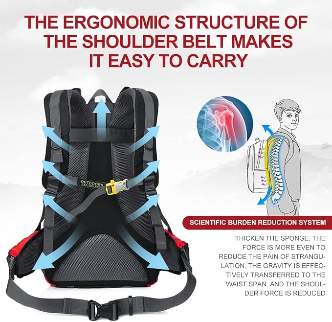 INOXTO lightweight Hiking Backpack 35L/40L Hiking Daypack - Image 2