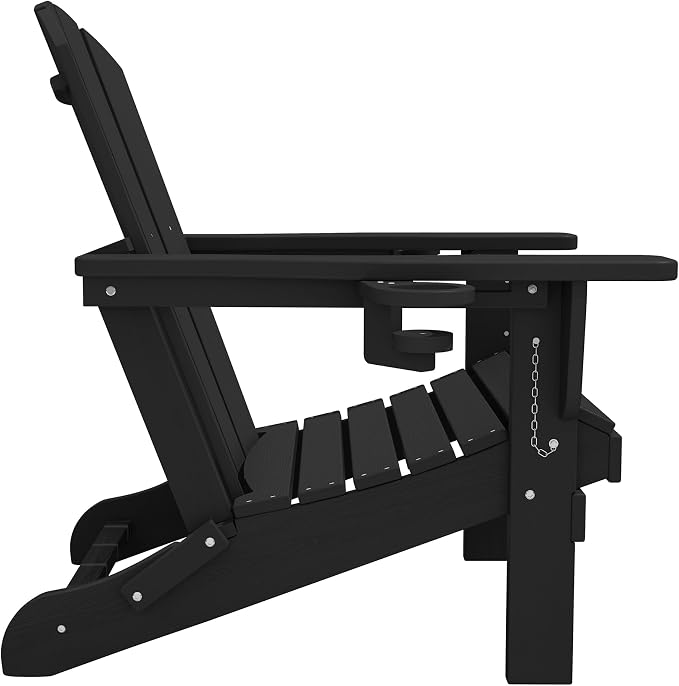 SERWALL Folding Adirondack Chair, Dual Cup Holders & All-Weather HDPE, - Image 5