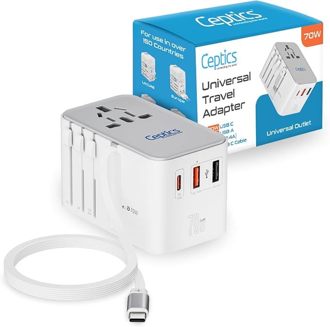 Ceptics GAN 70W Universal Travel Adapter by Ceptics