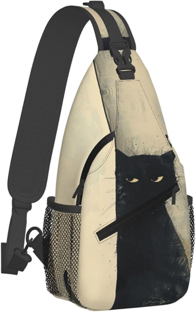 SUPLUCHOM Sling Bag Cat Vintage Hiking Daypack Crossbody Shoulder Backpack by SUPLUCHOM