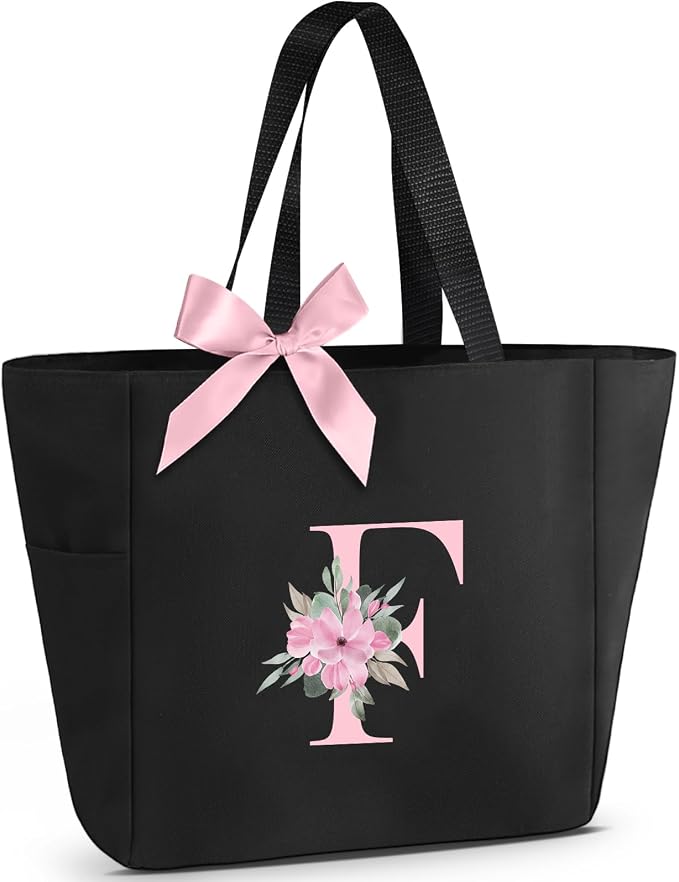 Vavabox Tote Bag, A-Z Initial Monogrammed Waterproof Tote Bag, Bridesmaid Gifts by Vavabox