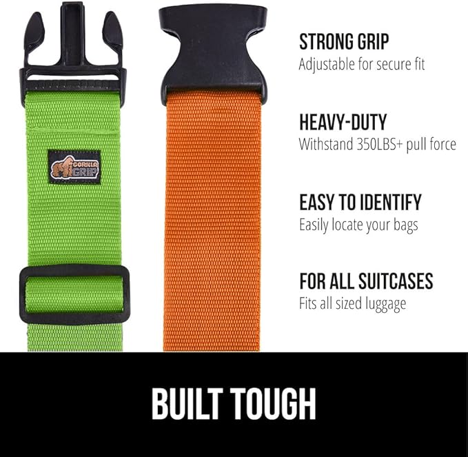 GORILLA GRIP Heavy Duty 4 Pack Adjustable Luggage Straps - Image 2