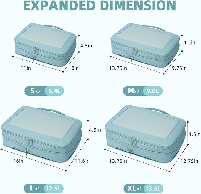 BAGAIL 4 Set/6 Set/8 Set Compression Packing Cubes Travel Accessories - Image 2