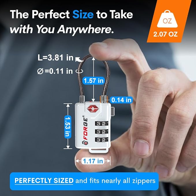 TSA Approved Cable Luggage Locks, Re-settable Combination - Image 6