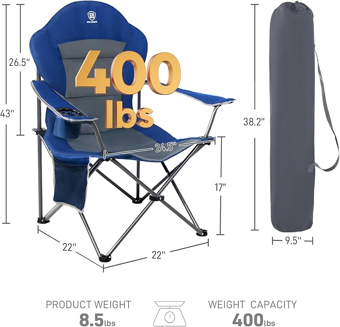 EVER ADVANCED High Back Folding Camping Chair Oversized and Fully Padded - Image 3