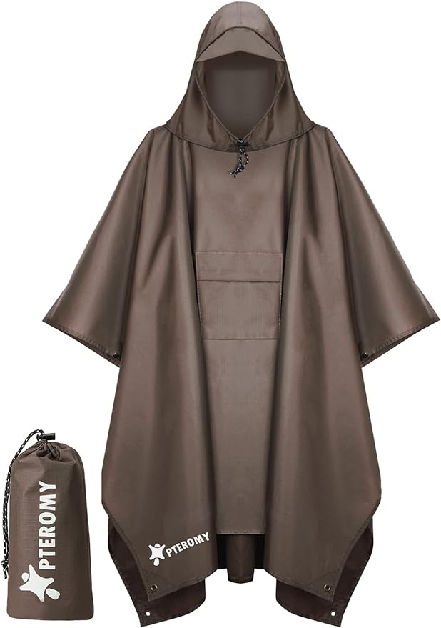PTEROMY Hooded Rain Poncho for Adult by PTEROMY