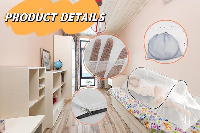 SuperDen Pop Up Mosquito Net, Foldable Mosquito Net Tent - Image 5