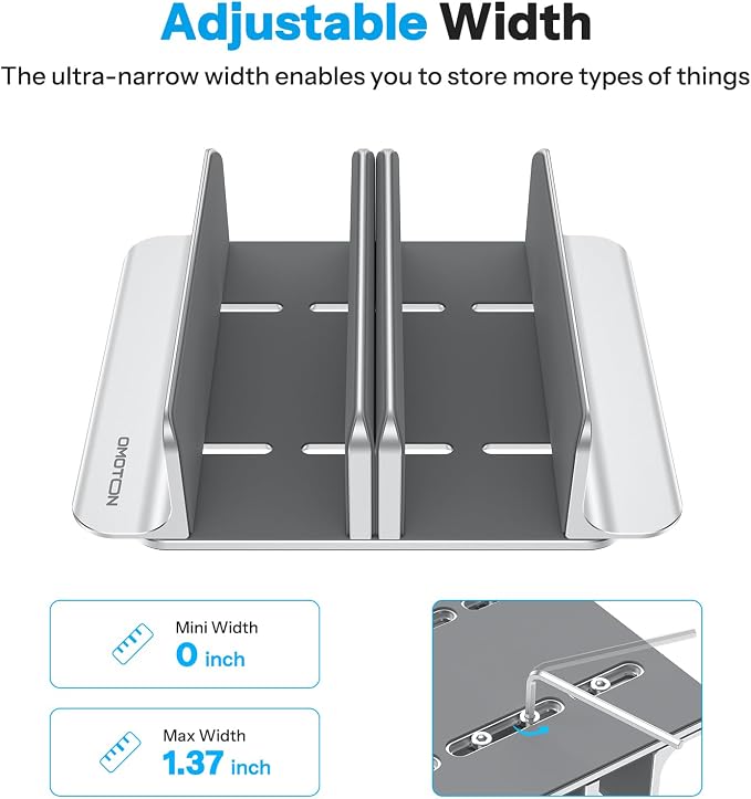 OMOTON 3-Slot Vertical Laptop Stand, Desktop Aluminum Stand - Image 3