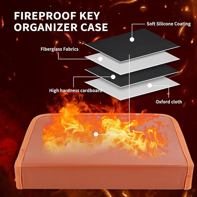Sdstone Portable Zippered Key Organizer, Fireproof and Waterproof Key Case - Image 4
