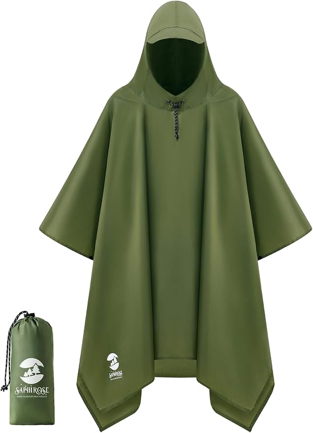 SaphiRose Hooded Rain Poncho Waterproof Raincoat Jacket by SaphiRose