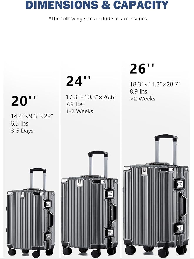 HotWay 24 Inch Aluminum Frame Luggage - Image 3