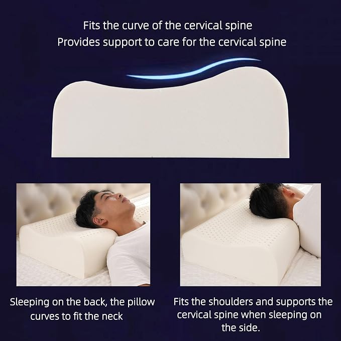 Natural Latex Pillows for Adults, Thick Cervical Neck Contour Sleeping Pillow - Image 2