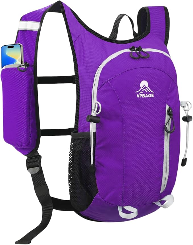 Small Hiking Backpack with Front Phone Holder, Packable Back Pack with Chest by VPBAGE