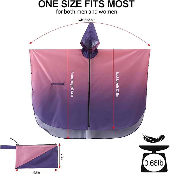 Rain Poncho Jacket Coat Hooded Zipper Style - Image 2