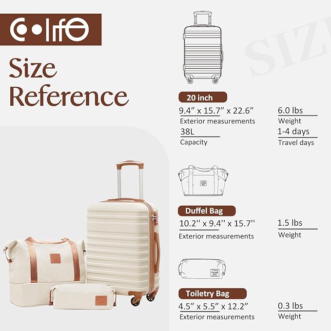 Coolife Suitcase Set 3 Piece Luggage Set Carry On Hardside Luggage - Image 7