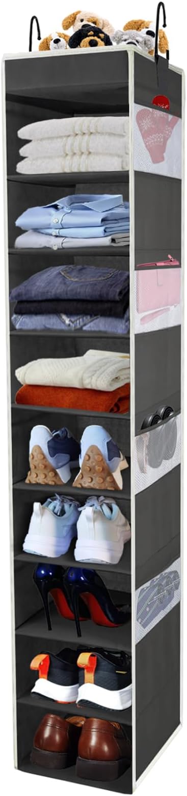 Large-Sized Hanging Shoe Organizer 10-Shelf, Sturdy Hanging Closet Organizer by ROOMTALK