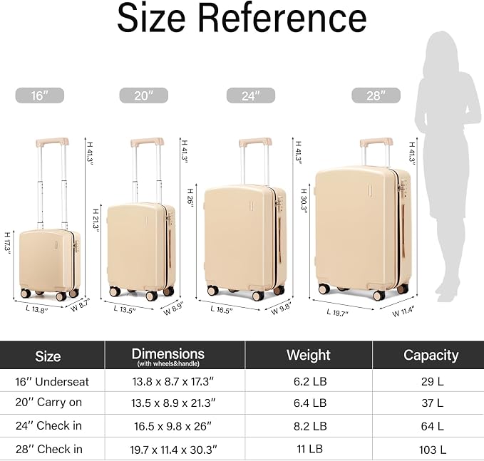 Hanke 16 Inch Underseat Carry On Luggage, Airline-Approved Hard Shell Small - Image 3