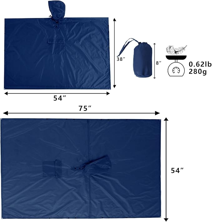 salamra Hooded Rain Poncho Waterproof Raincoat Jacket - Image 6