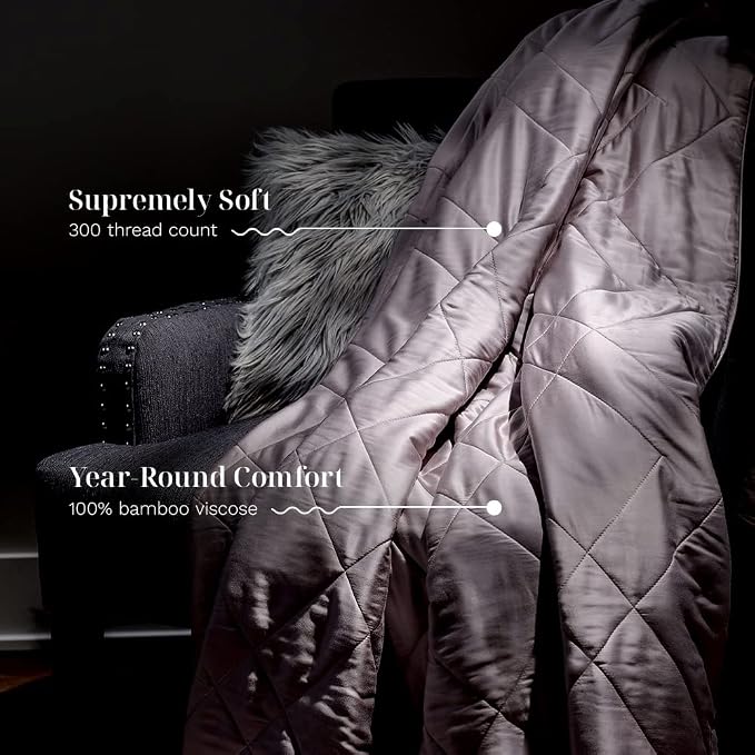 LUXOME Lightweight Blanket | 100% Rayon from Bamboo Fabric & Fill | Full/Queen - Image 3