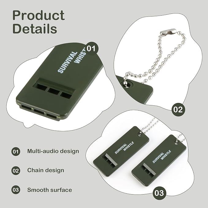 120 dB Emergency Whistles for Teachers, Flat Self Defense Safety Whistle - Image 6