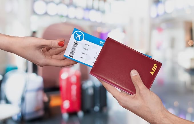 Personalized Monogrammed Red Leather RFID Passport Wallet - Image 7