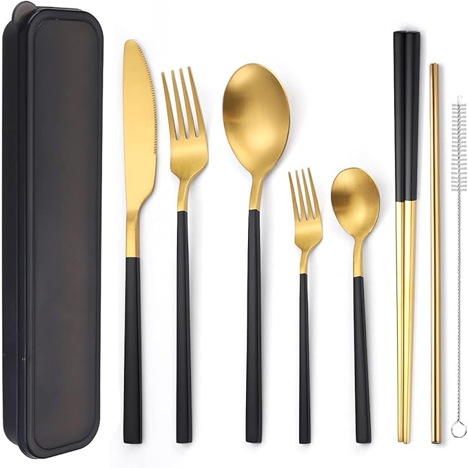 AARAINBOW 6 Pieces Stainless Steel Flatware Set Portable Reusable Cutlery Set by AARAINBOW