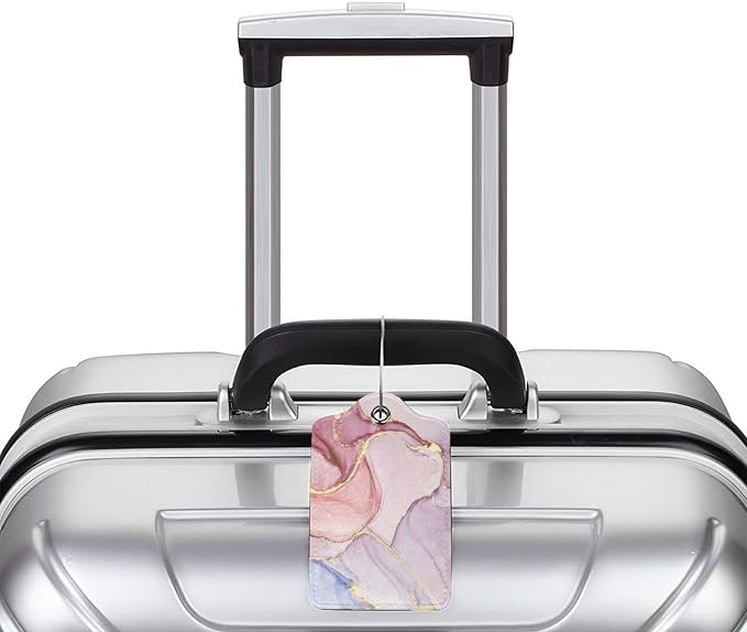 2 Pack Pink Gold Marble Luggage Tags - Image 5