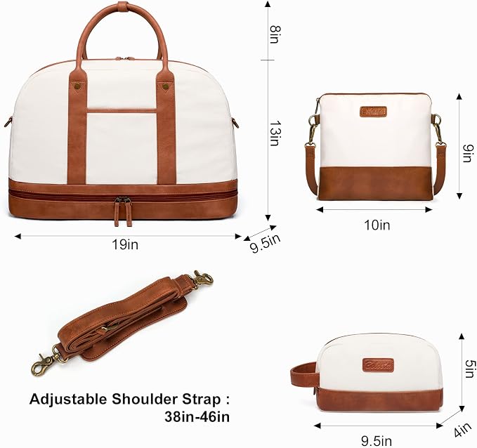 Weekender Bag for Women Canvas Overnight Bag Large Travel Tote Bag Carry on - Image 6
