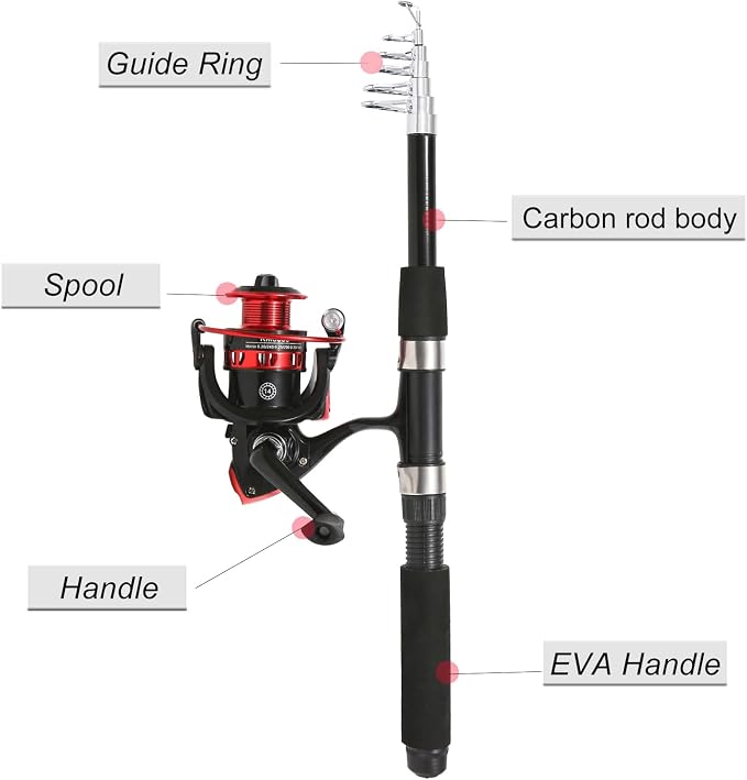 Fishing Rod, 6.9ft 2Pcs Telescopic Fishing Rods Set, Carbon Fiber Fishing Pole - Image 4