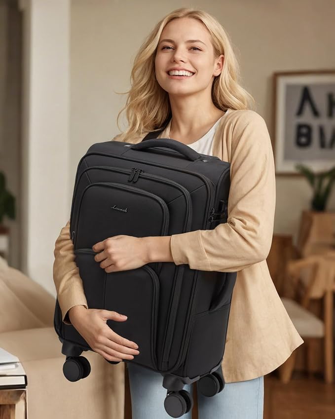 LOVEVOOK Carry On Luggage 22x14x9 Airline Approved, 22 Inch Softside Suitcases - Image 9