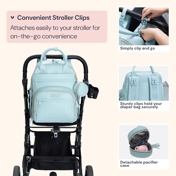 BabbleRoo Leather Diaper Bag Backpack - Image 7