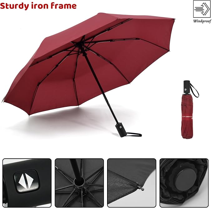 SY COMPACT Umbrella Automatic Travel Waterproof Light Folding Umbrellas Easy - Image 5