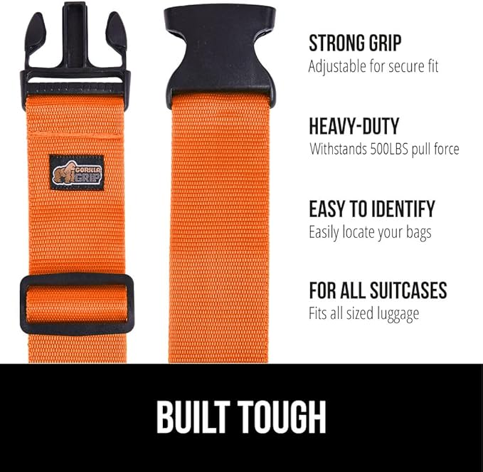 GORILLA GRIP Heavy Duty 4 Pack Adjustable Luggage Straps - Image 2