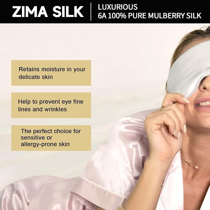 ZIMASILK Adjustable 22 Momme 100% Pure Mulberry Silk Sleep Mask, 3D Contoured - Image 4