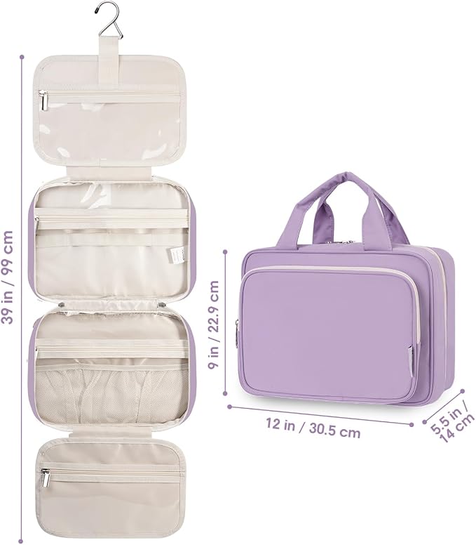 Travel Toiletry Bag for Women Large Hanging Makeup Bag Organizer Toiletries Bag - Image 9