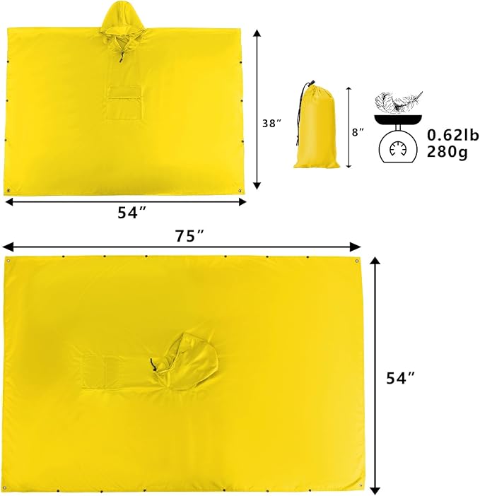 salamra Hooded Rain Poncho Waterproof Raincoat Jacket - Image 6